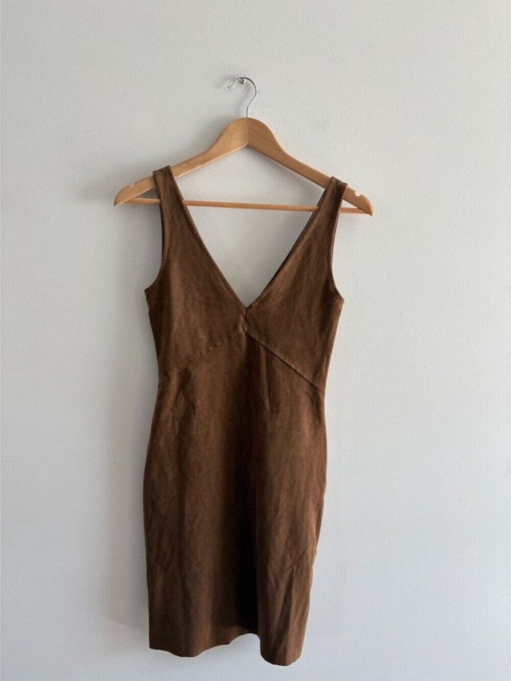 Aritzia Brown Sleeveless V-Neck Mini Dress
